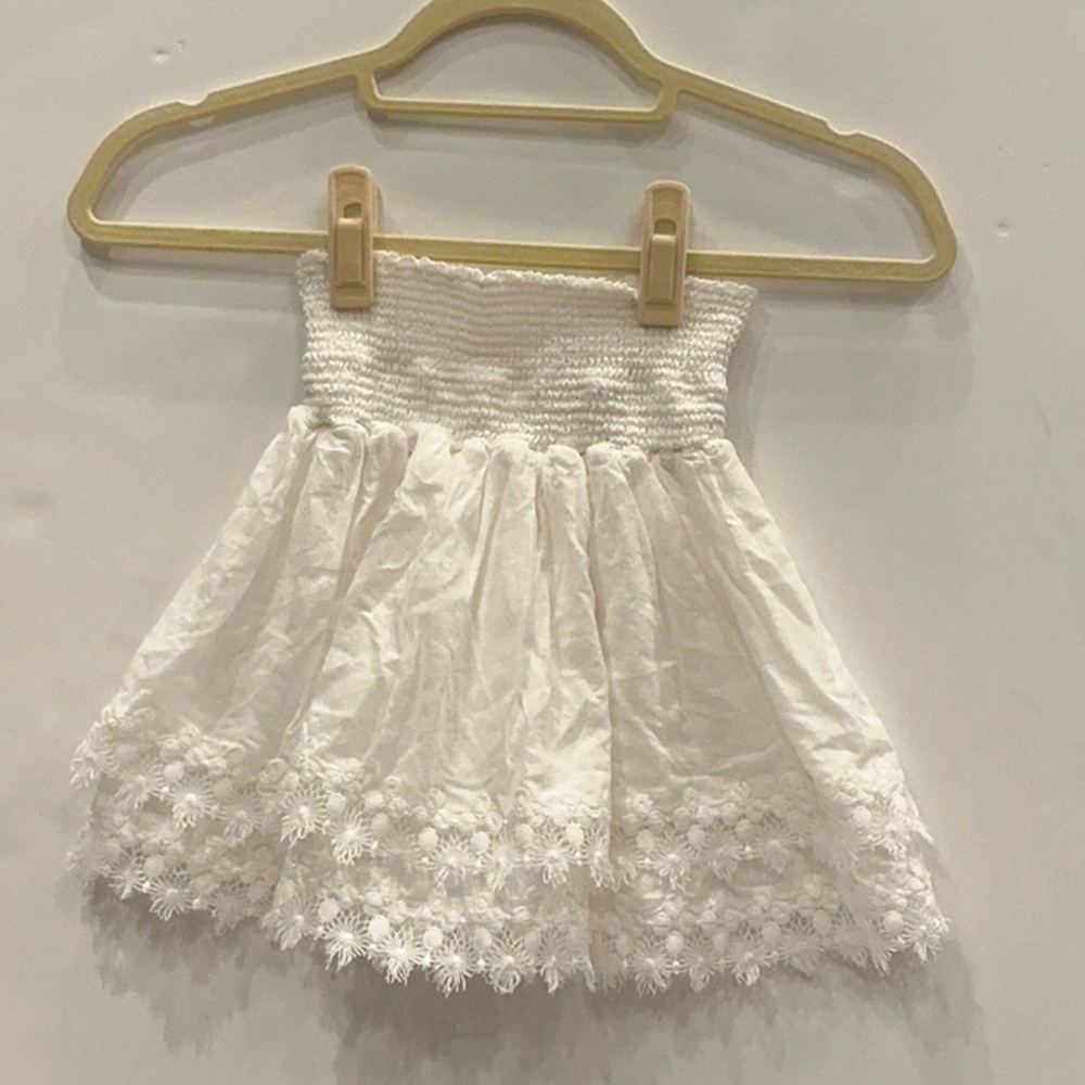 White Smocked Waist Skirt with Lace Hem | Boho Chic